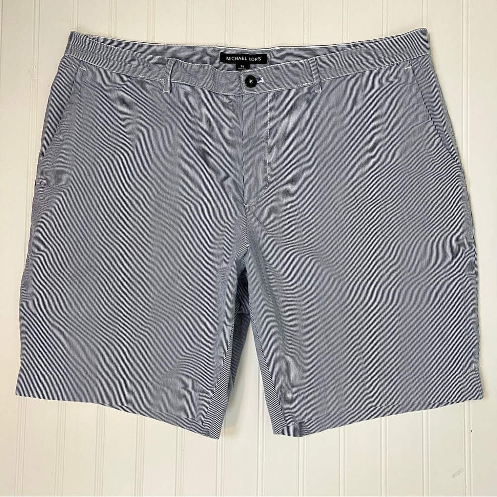 MK Michael Kors Men's Blue White Pinstripe Cotton Casual Preppy Shorts Size 36